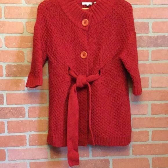 Vince Women’s cardigan Sweater S red button front with belt wool cashmere blend - Picture 3 of 6